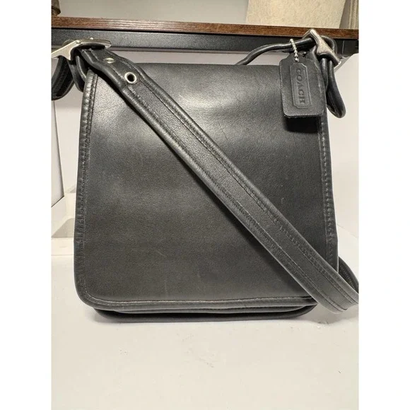 VTG Coach Bag Legacy Medium Studio Flap 9145 Black Leather Crossbody Purse Y2K - Picture 1 of 16